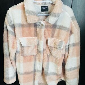 Streetwear Society Peach and Cream Checkered Jacket